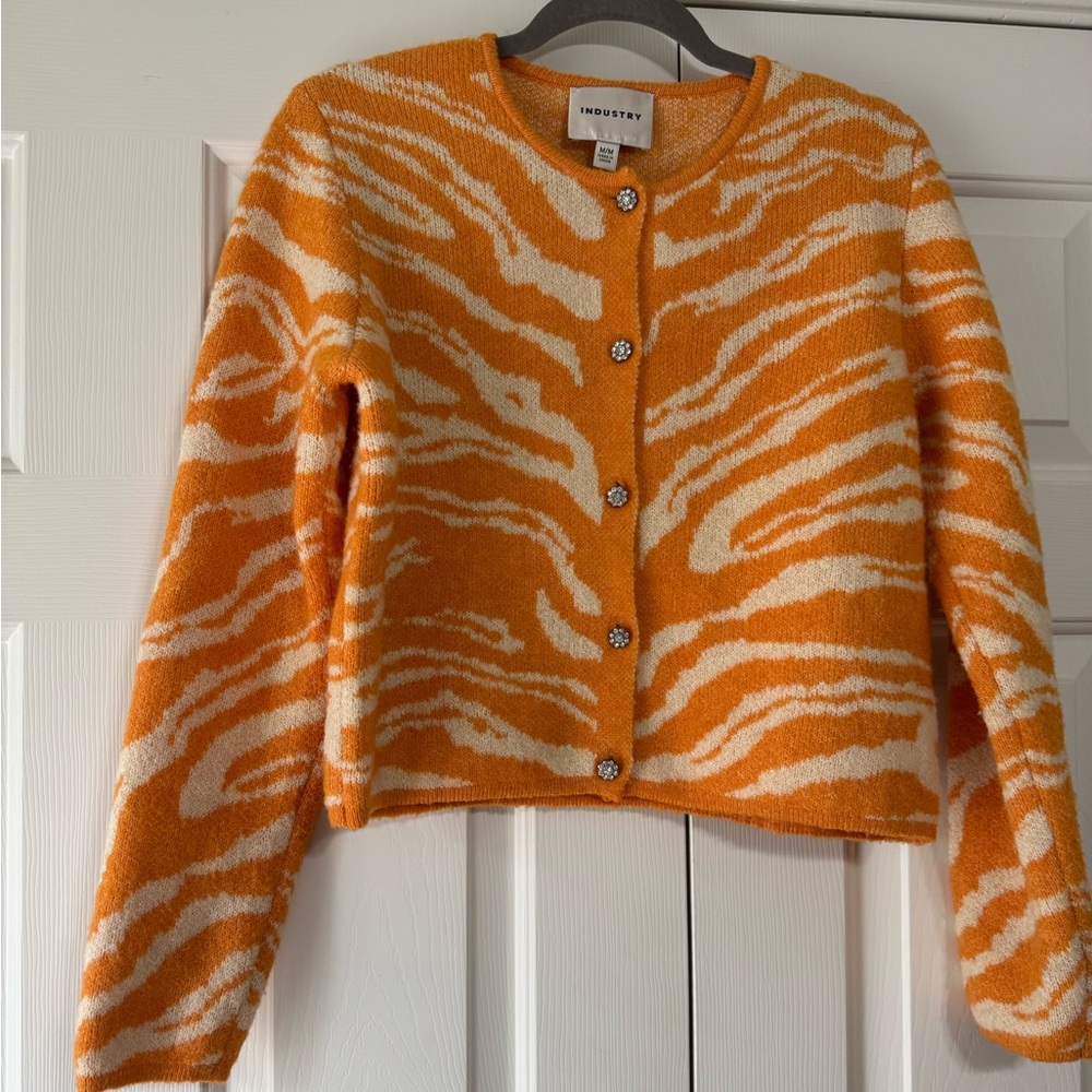 Industry Orange Zebra Print Cardigan